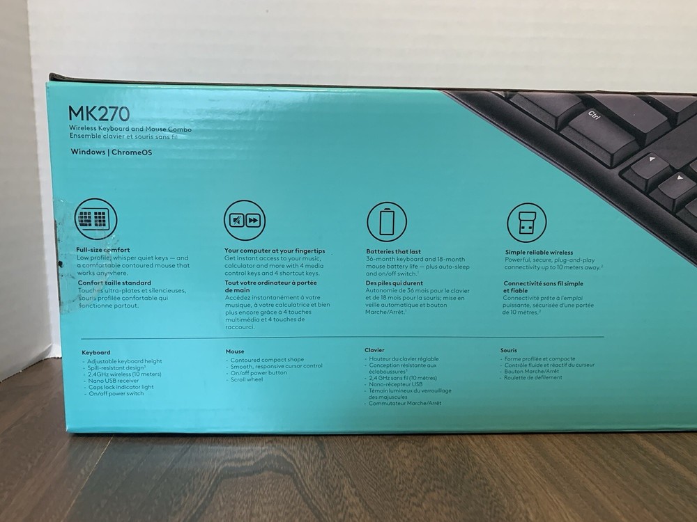 Logitech MK270 Full-size Wireless 2.4G Membrane Keyboard and Mouse Bundle PC/MAC