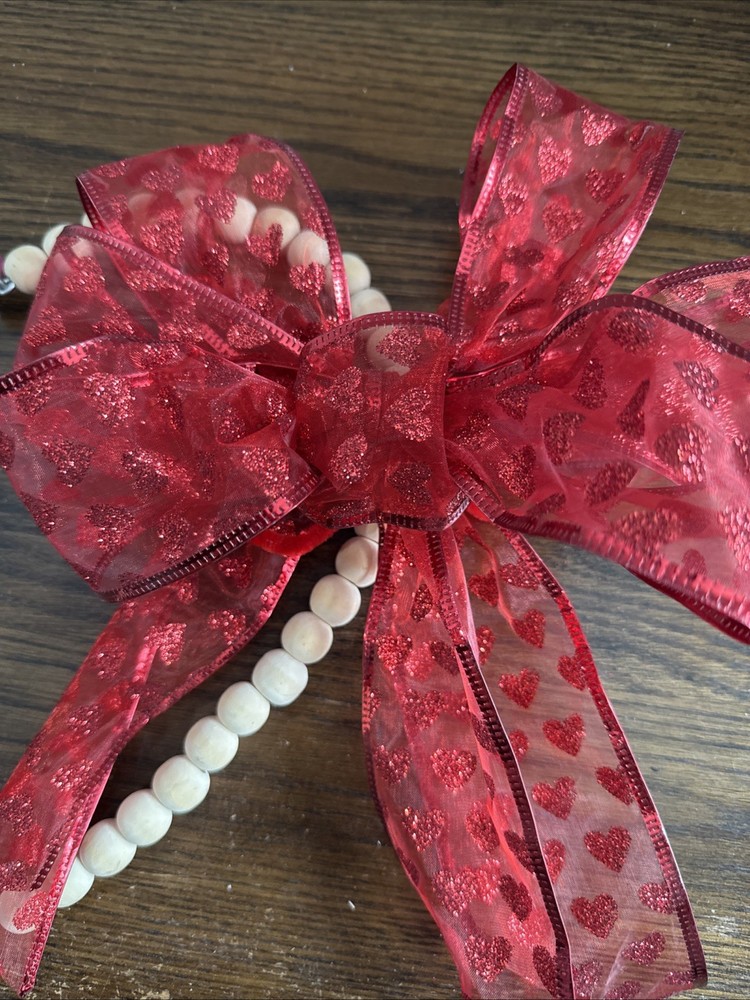 Beaded Decorative Heart With Valentine Bow