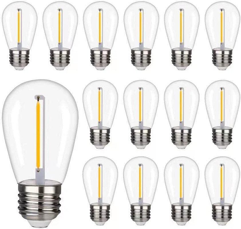 Waterproof S14 LED Light Bulbs Outdoor String Lights Replacement E26 Base 15Pk