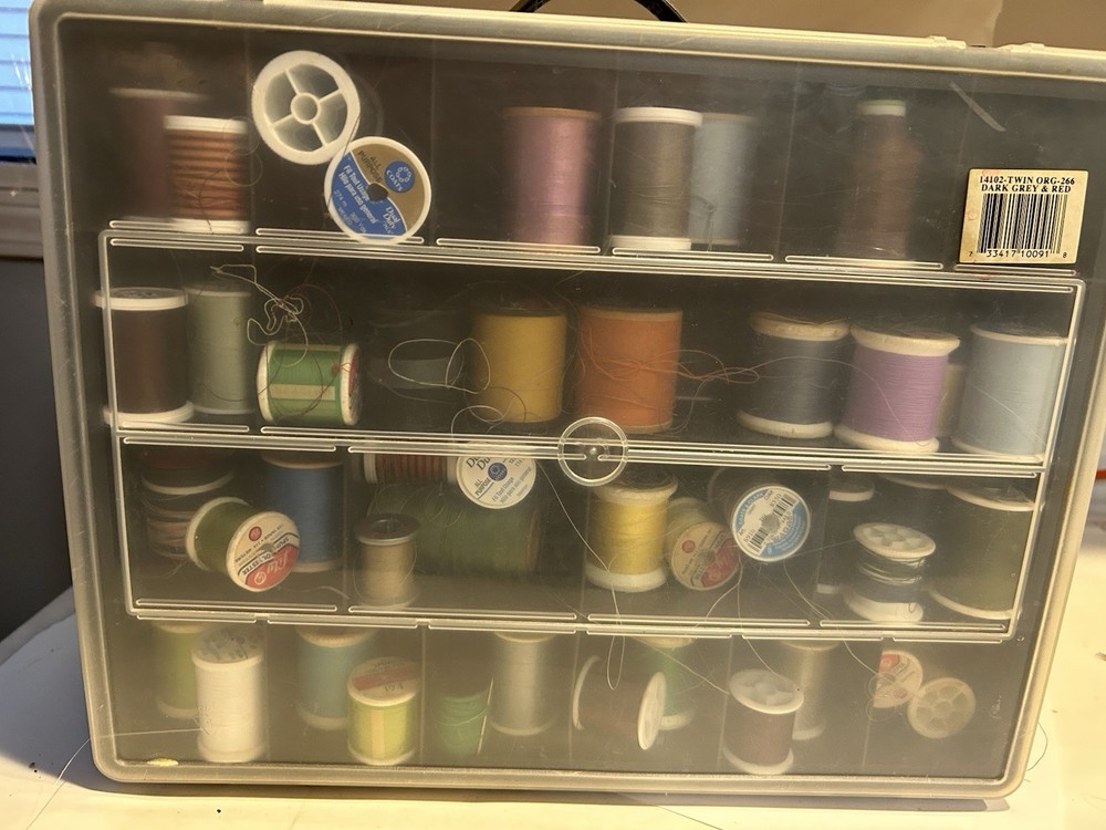 Sewing Thread Dual Case Storage Set Clear Organizer 2 Sided with Thread