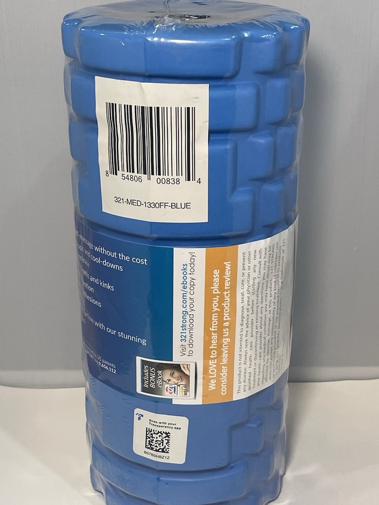 321 Strong Recovery Solid Core Medium Density Foam Roller. Blue. NEW!!