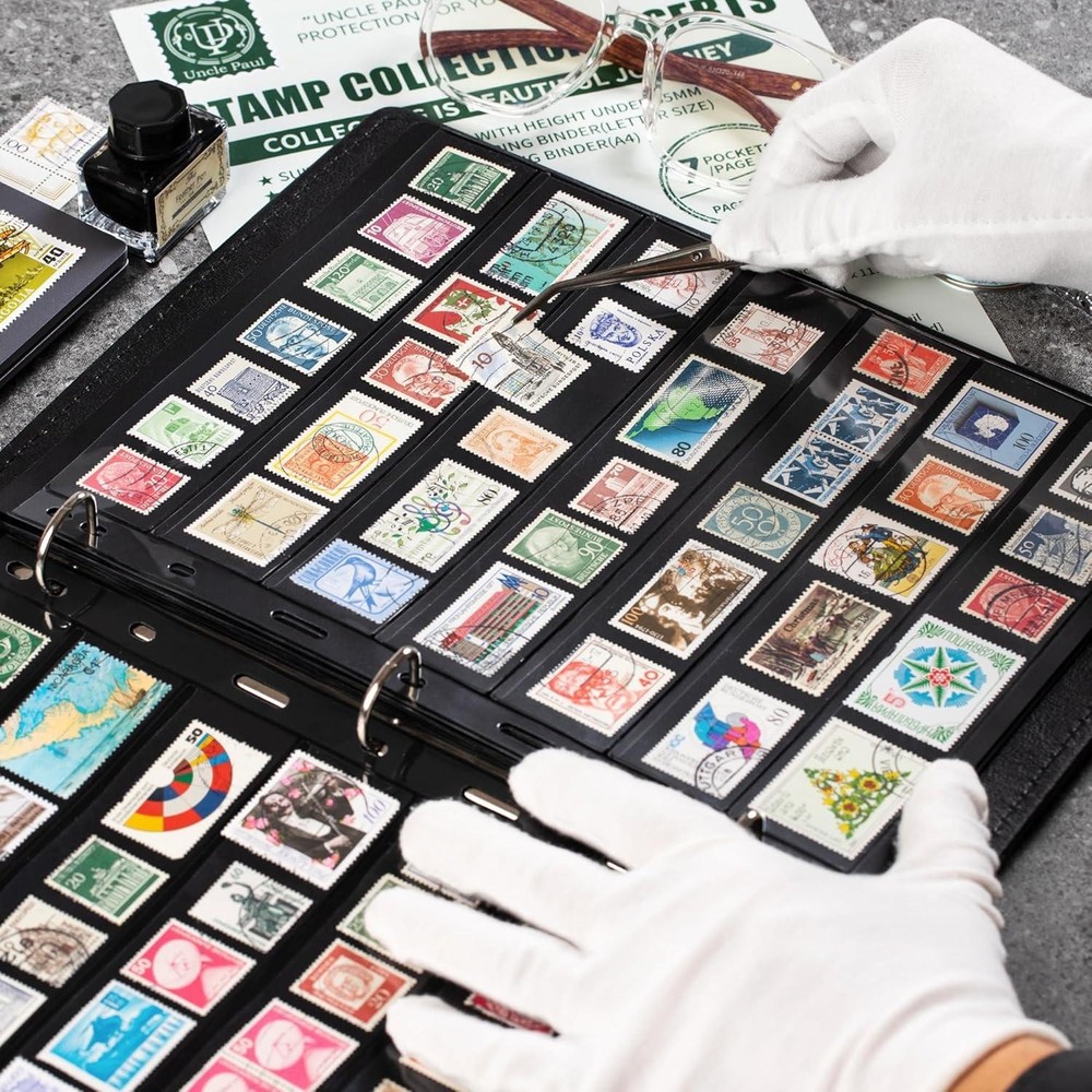 20 Sheets Stamp Pages Collector Stamp Collecting Album Binder Standard 9 Hole...