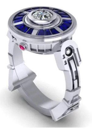 ROBOT UFO METAL BIKER RING BRX060 mens jewelry space robots new costume woman