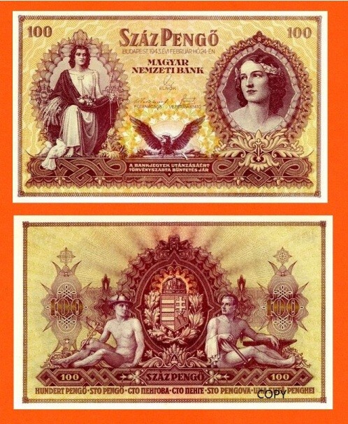 HUNGARY 100 PENGO 1943 +*  Copy