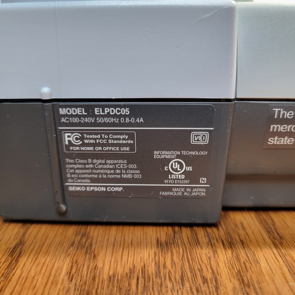 Epson ELPDC05 High Resolution Document Imager Overhead Camera With Cord