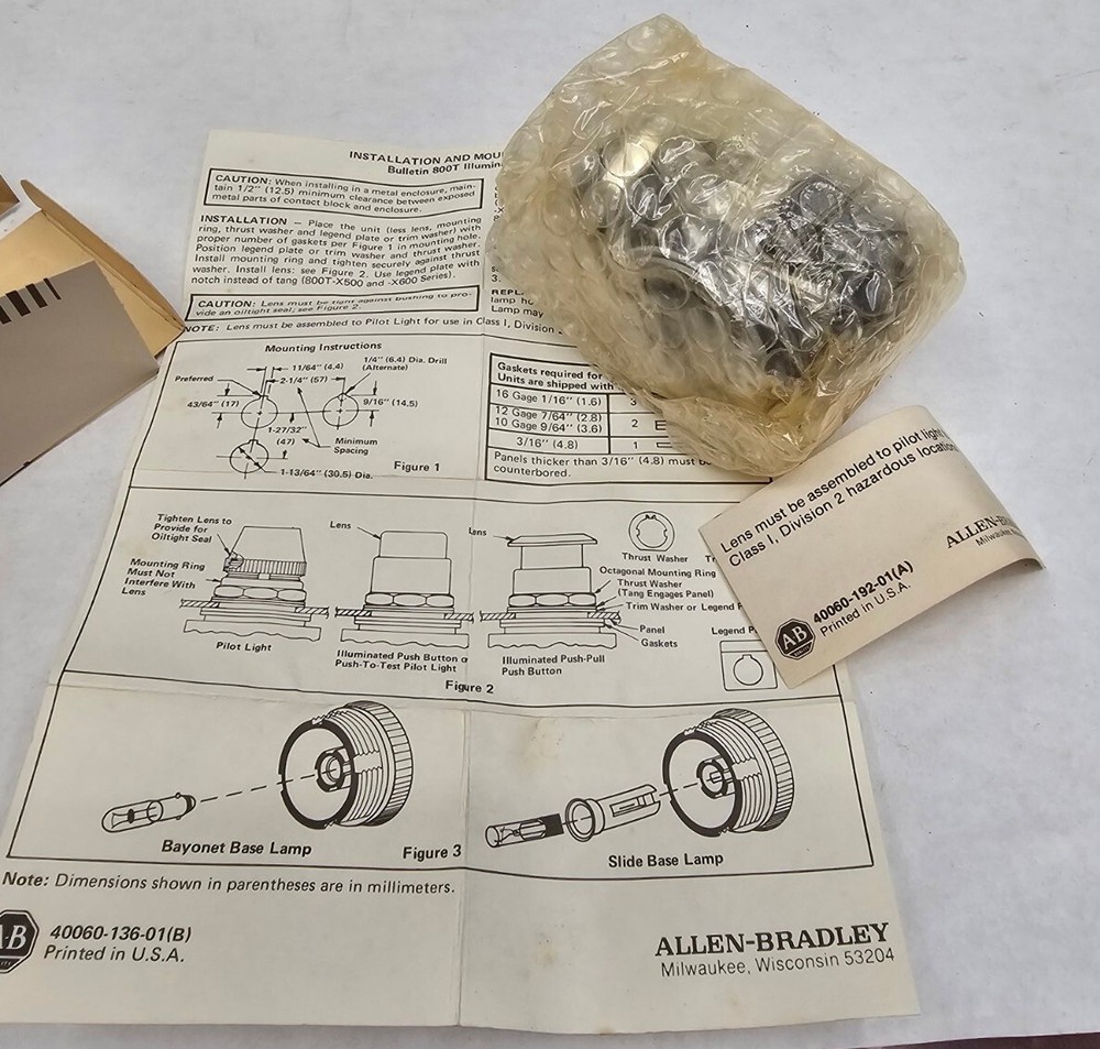 NOS Allen-Bradley 800T-P26 Transformer Type Pilot Light Module