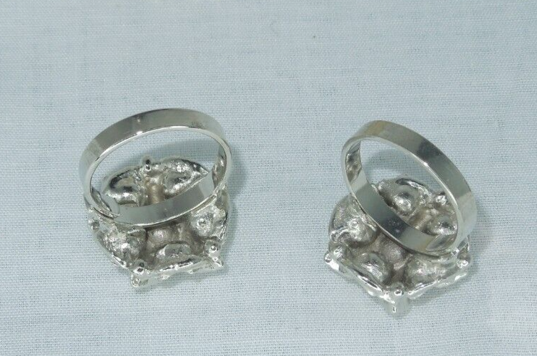 2 Ring Blanks Settings Cabochon Adjustable silver Plated Brass NEW 85V