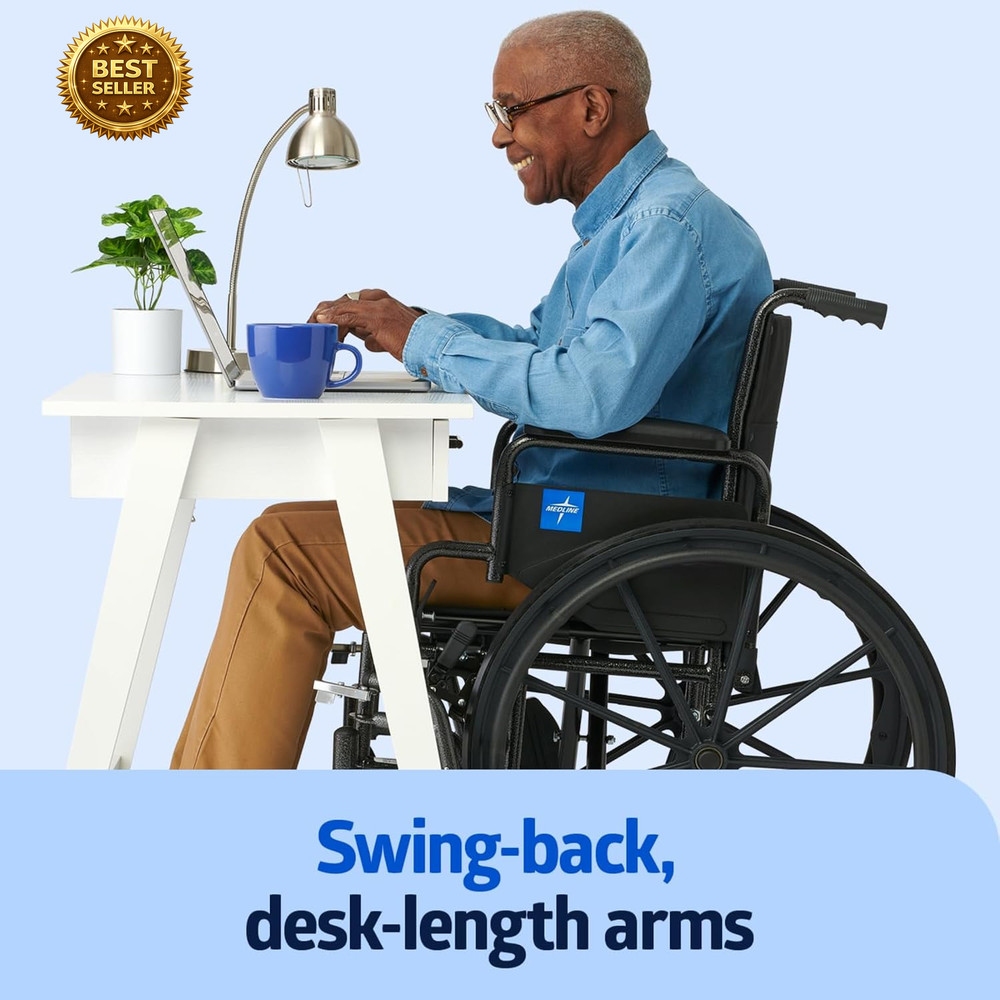 Comfortable Folding Wheelchair 20" Seat Elevating Footrests Swing Arms