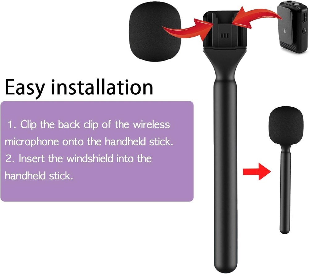 Wireless Microphone Handheld Adapter Stick - Interview Handle Mount for DJI Mic
