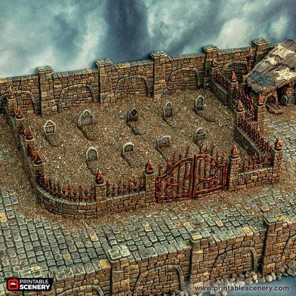 OpenLock Graveyard Corpses, Crypts 3D Printed Tabletop Terrain DND (28mm)