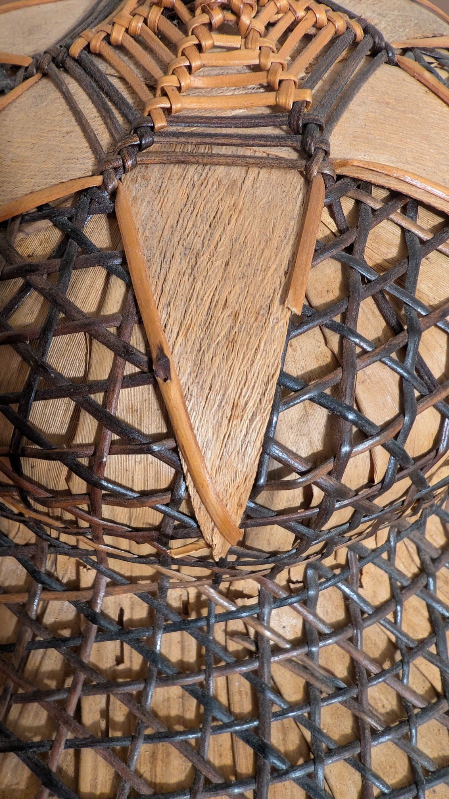 Vintage Filipino Salakot Woven Rattan and Coconut Fiber Sun Hat 15” Diameter