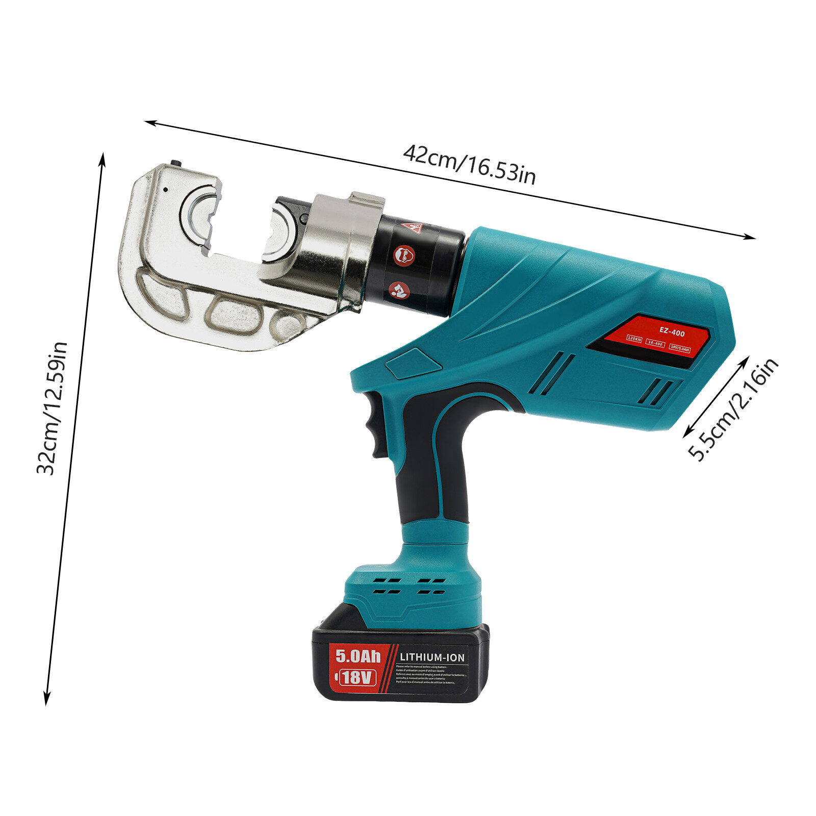 Electric Hydraulic Plier Rechargeable Battery Powered Crimping Tool 18V 10-400m㎡