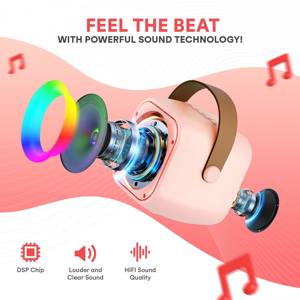 Mini Mic Pro Karaoke Machine with Microphones, Pink