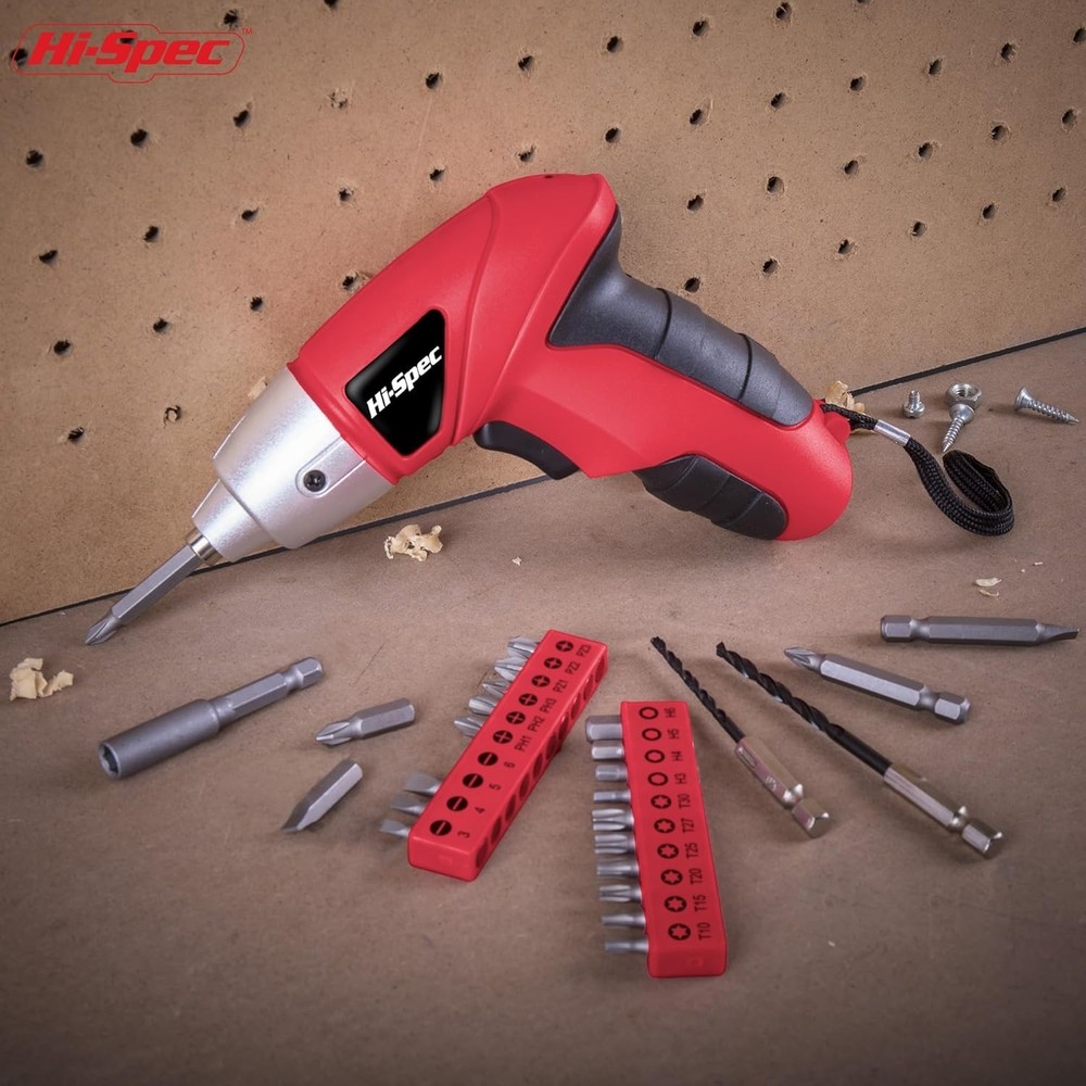 Efficient 3.6V Mini Electric Screwdriver & Drill Set for Home Projects - Red