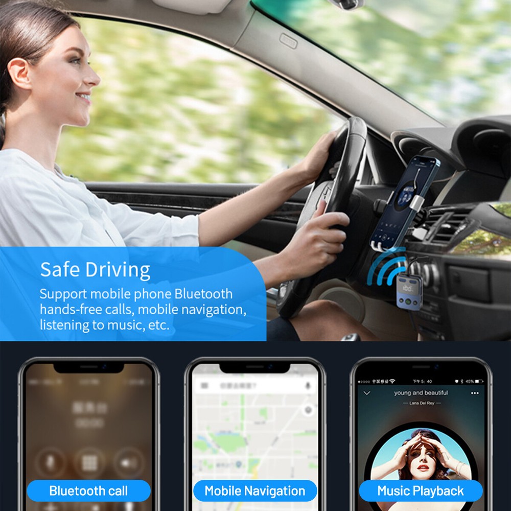 Wireless Bluetooth AUX Audio Receiver Adapter Car Accessories Universal 2-in-1