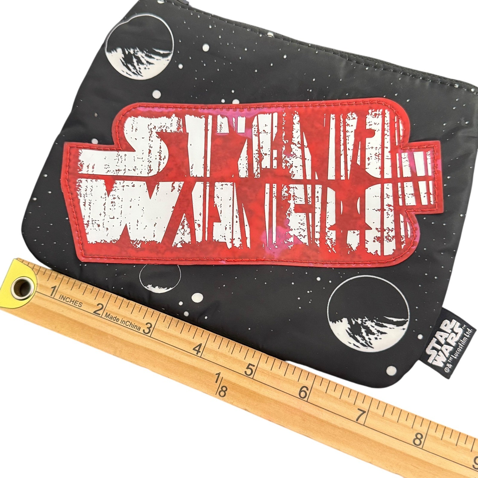 Disney Parks Star Wars Lightspeed Small Wristlet Galactic Planet Black Red