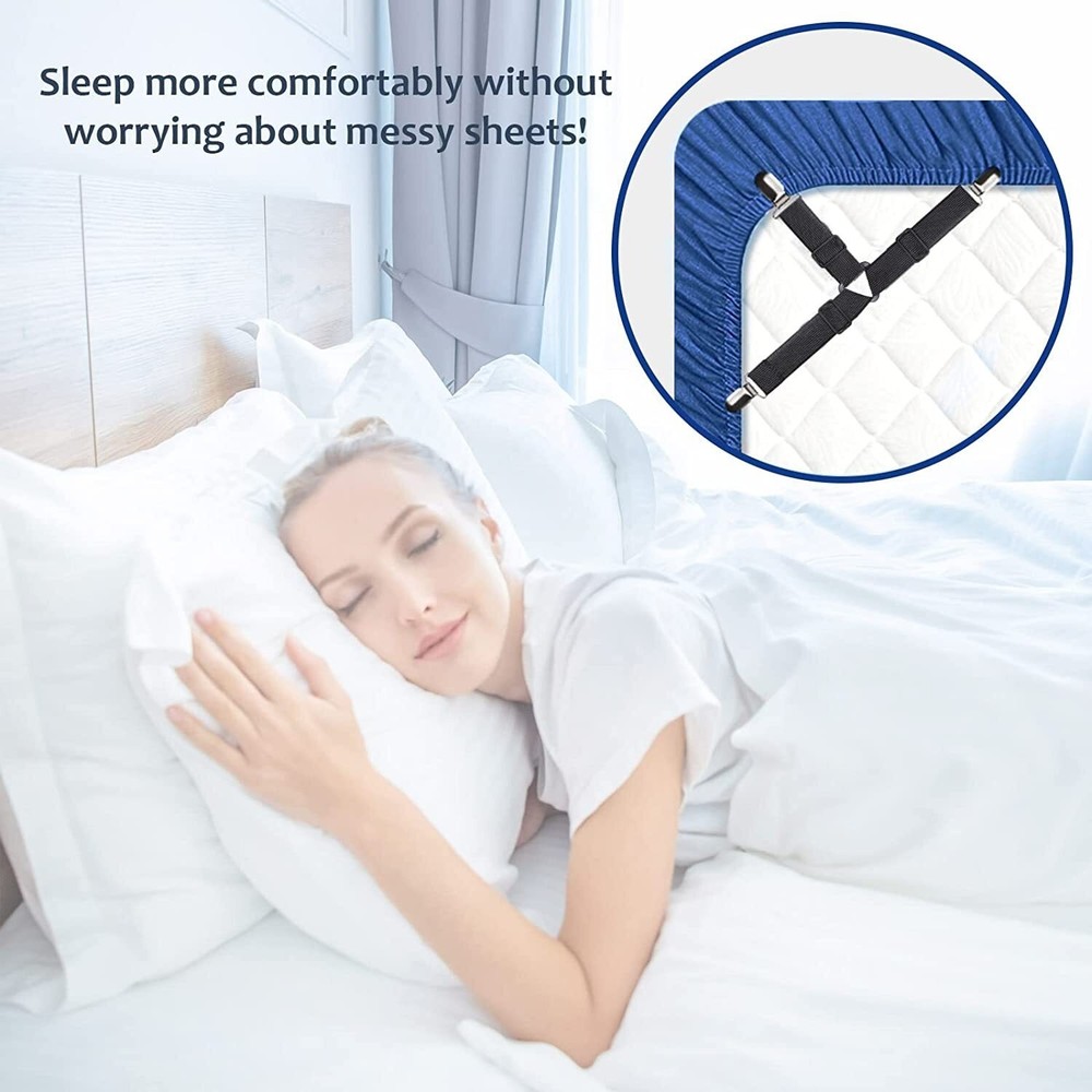 4-Pack Triangular Bed Sheet Anti slip Clips Adjustable Bed Suspenders Holder