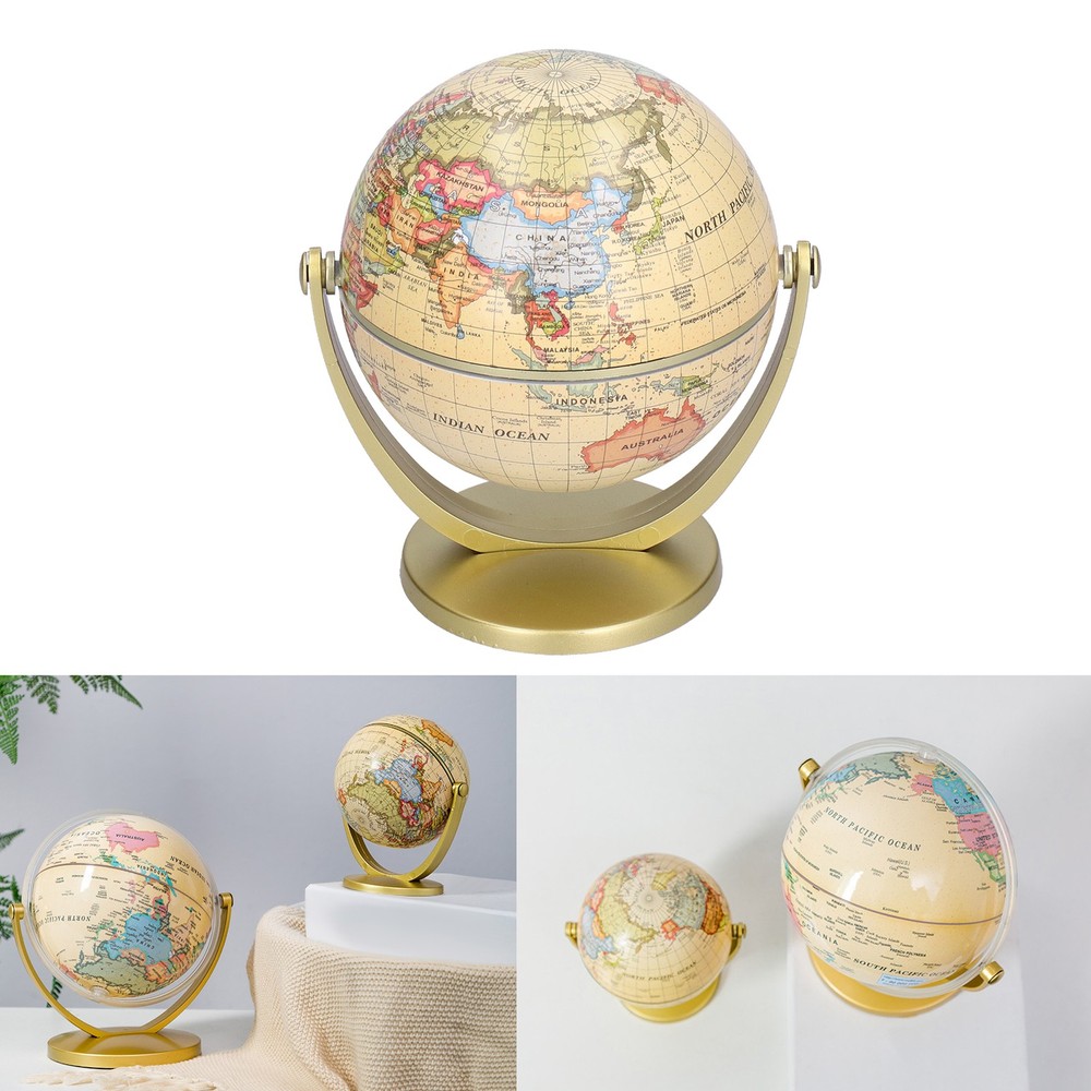 Mini World Map Globe English Edition Desktop Rotating Earth Geography Globe WT