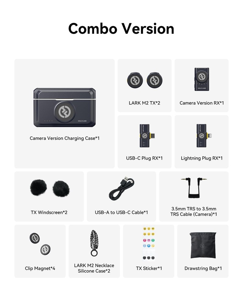 Hollyland Lark M2 Wireless Microphone for iPhone/Camera/Android/PC 48kHz/24 bit