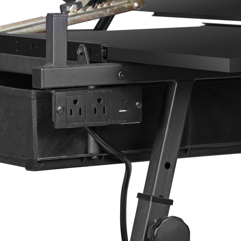 Drafting Table with Wooden Tabletop and Steel Frame Adjustable Height Black