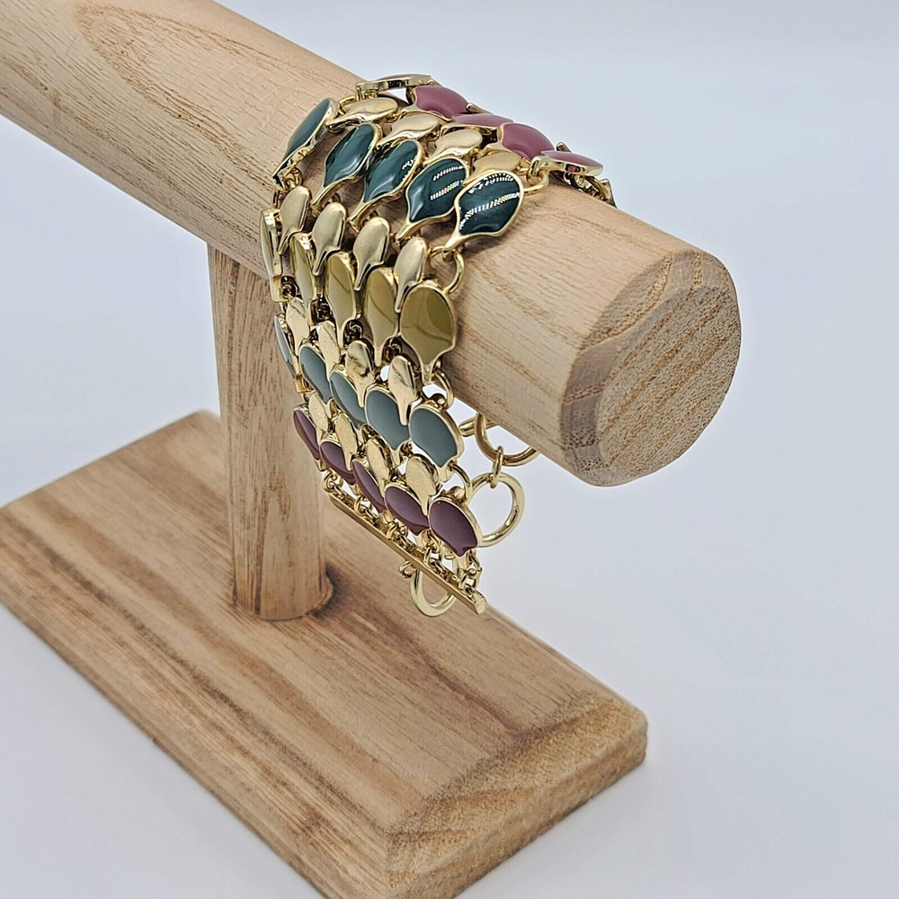 7 Charming Sisters "Status Update" Multicolor Enamel & Gold Toggle Bracelet