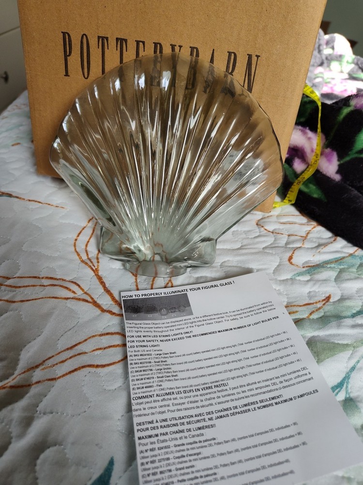 POTTERY BARN SEASHELL FIGURAL GLASS SMALL NEW