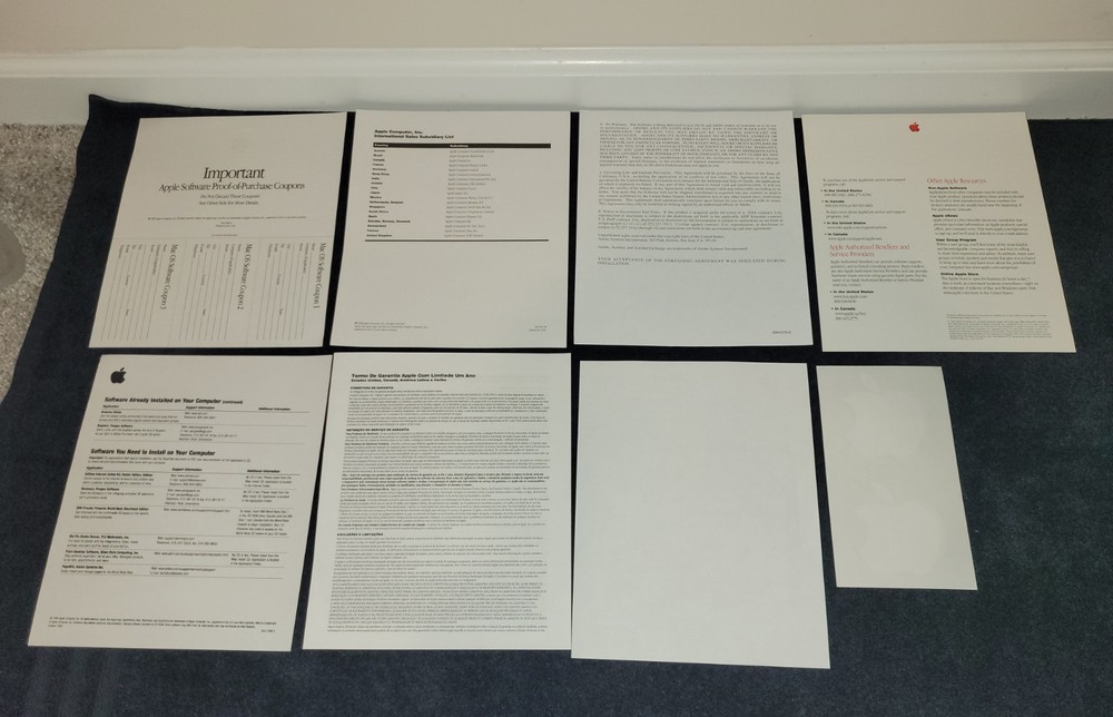 Original Apple Paperwork Documents With Stickers Vintage