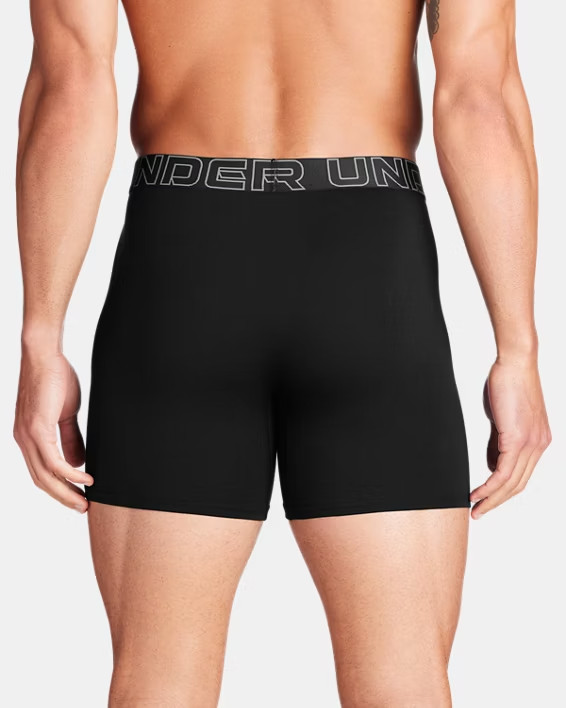 Under Armour UA 3 Pack Performance Tech 6" Boxerjock Three Boxer Briefs Black
