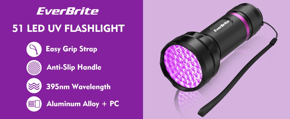 EverBrite Black Light Flashlight UV Flashlights Batteries Include Aluminum LED
