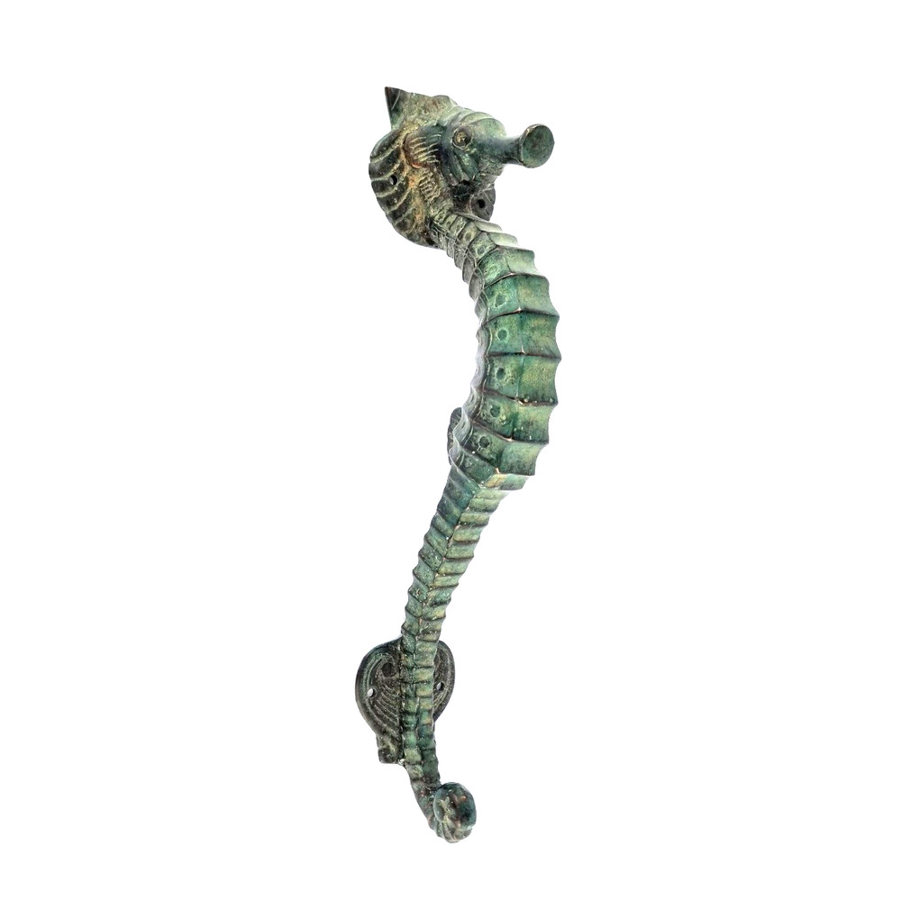 medium version SEAHORSE brass door old style house PULL handle 10.1/2" long 27cm
