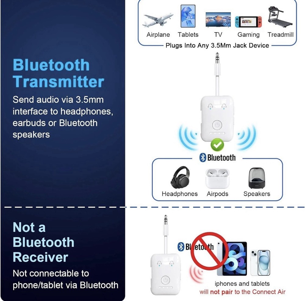 Premium Bluetooth 5.4 Transmitter, Airplane Bluetooth Adapter, Supports 2 Airpod
