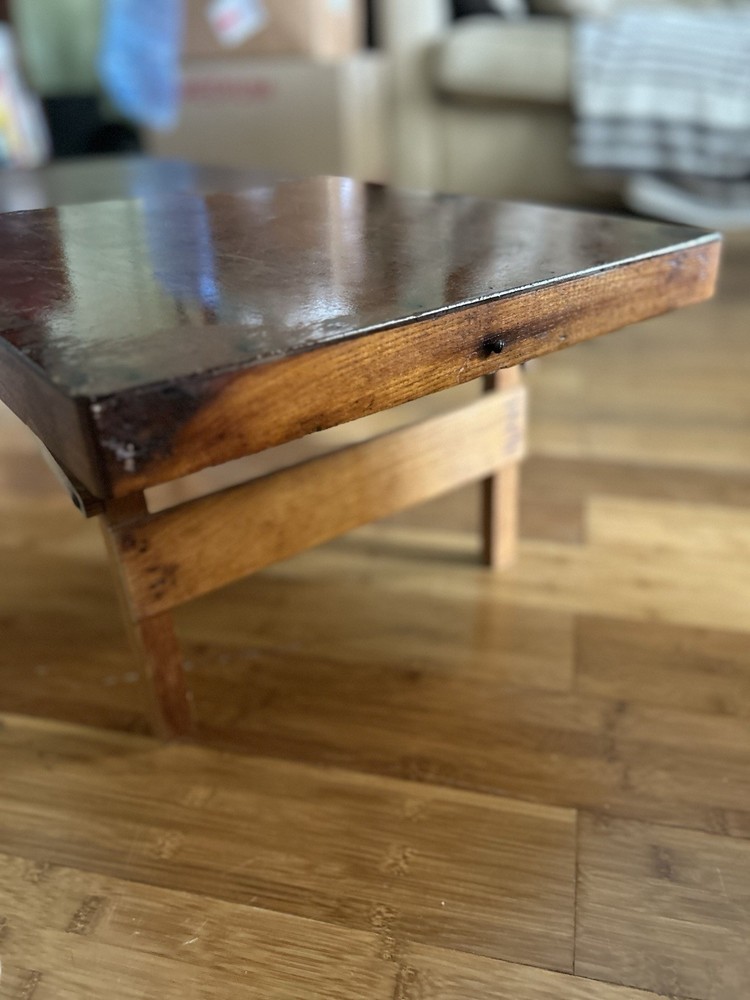 Small Antique Wood Folding Table 34”Collapsible