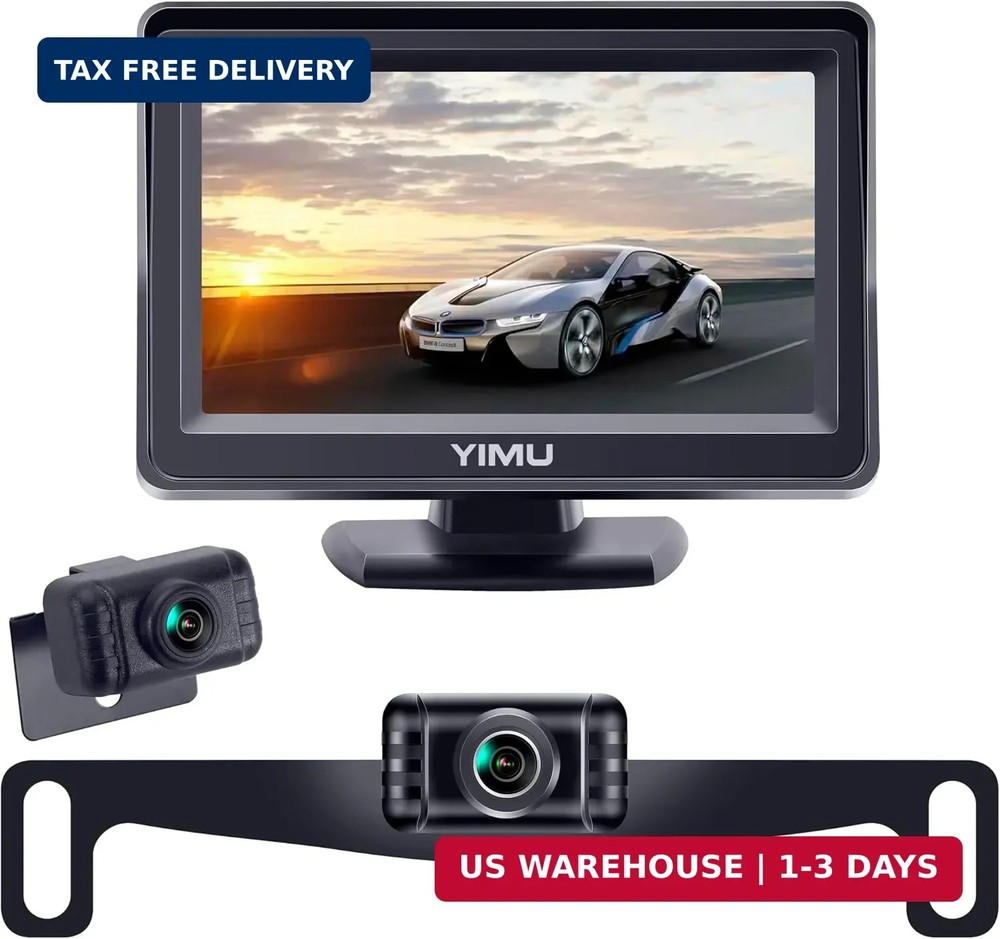 YIMU Backup Camera System with License Plate Backup Reverse Camera, Easy Install