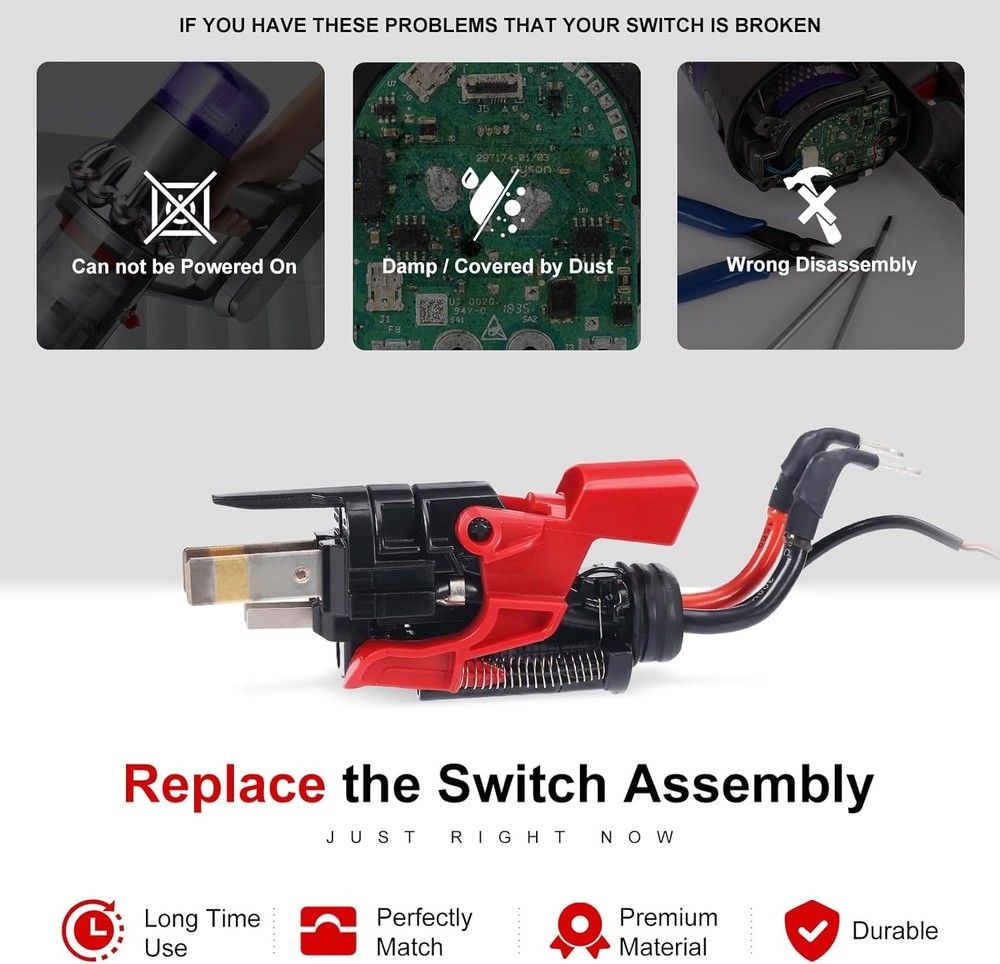 Trigger Switch Assembly for Dyson V15 V11 Click-in Version Vacuum Cleaner