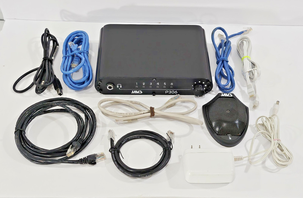 JĀVS P306 Audio Processor 6-Input 4-Output Mic Mixer w / Microphone + Cables Set