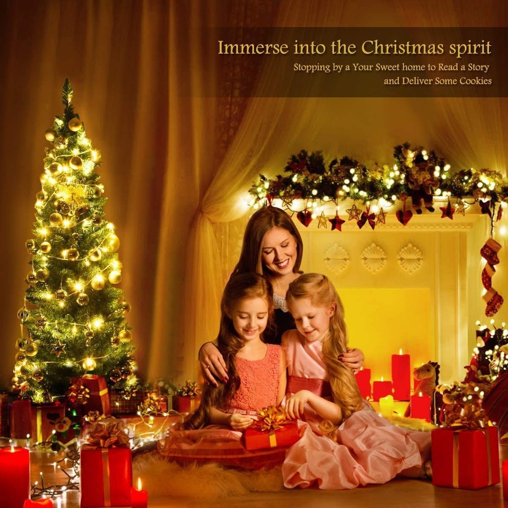 , Green Artificial Pencil Christmas, Premium Hinged Pine Tree with Solid Meta...