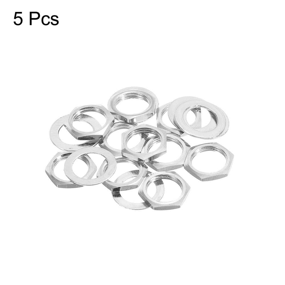5 Set Guitar Nuts and Washers 3/8" Input Output Jack Socket Nuts Silver