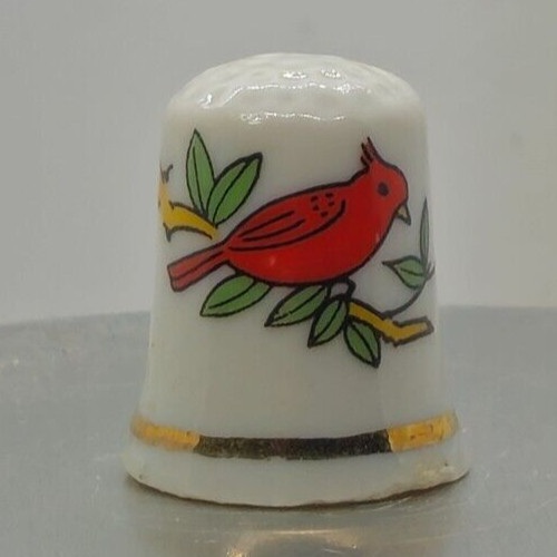 Porcelain Thimble - Red Cardinal