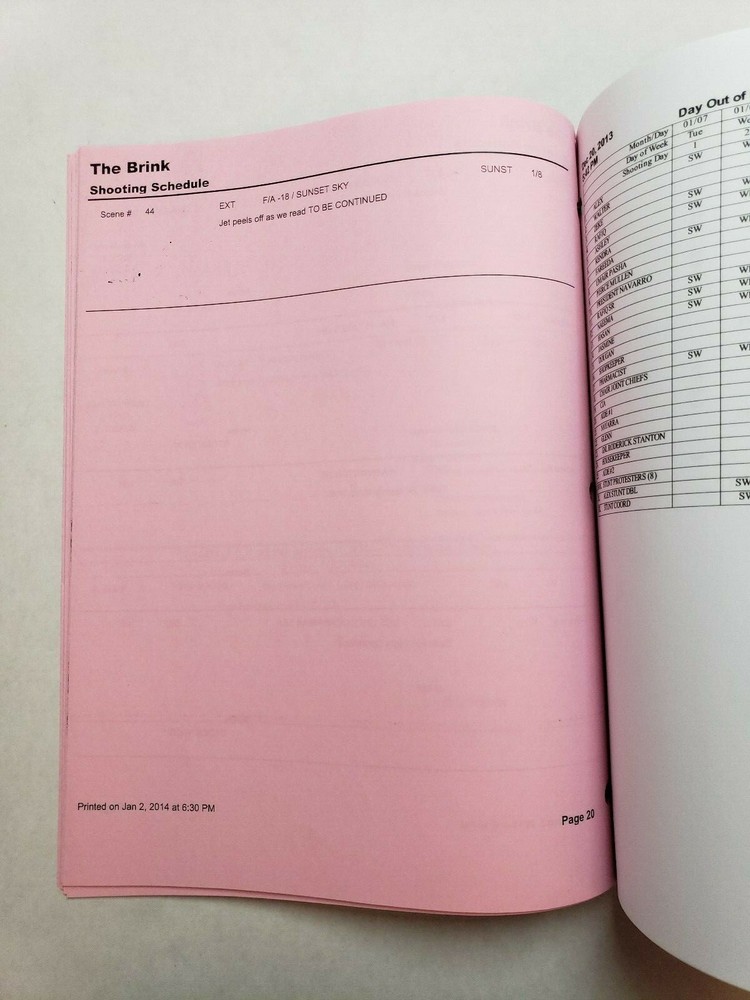 THE BRINK / Roberto Benabib 2014 Pilot Epsiode Script, JACK BLACK & TIM ROBBINS