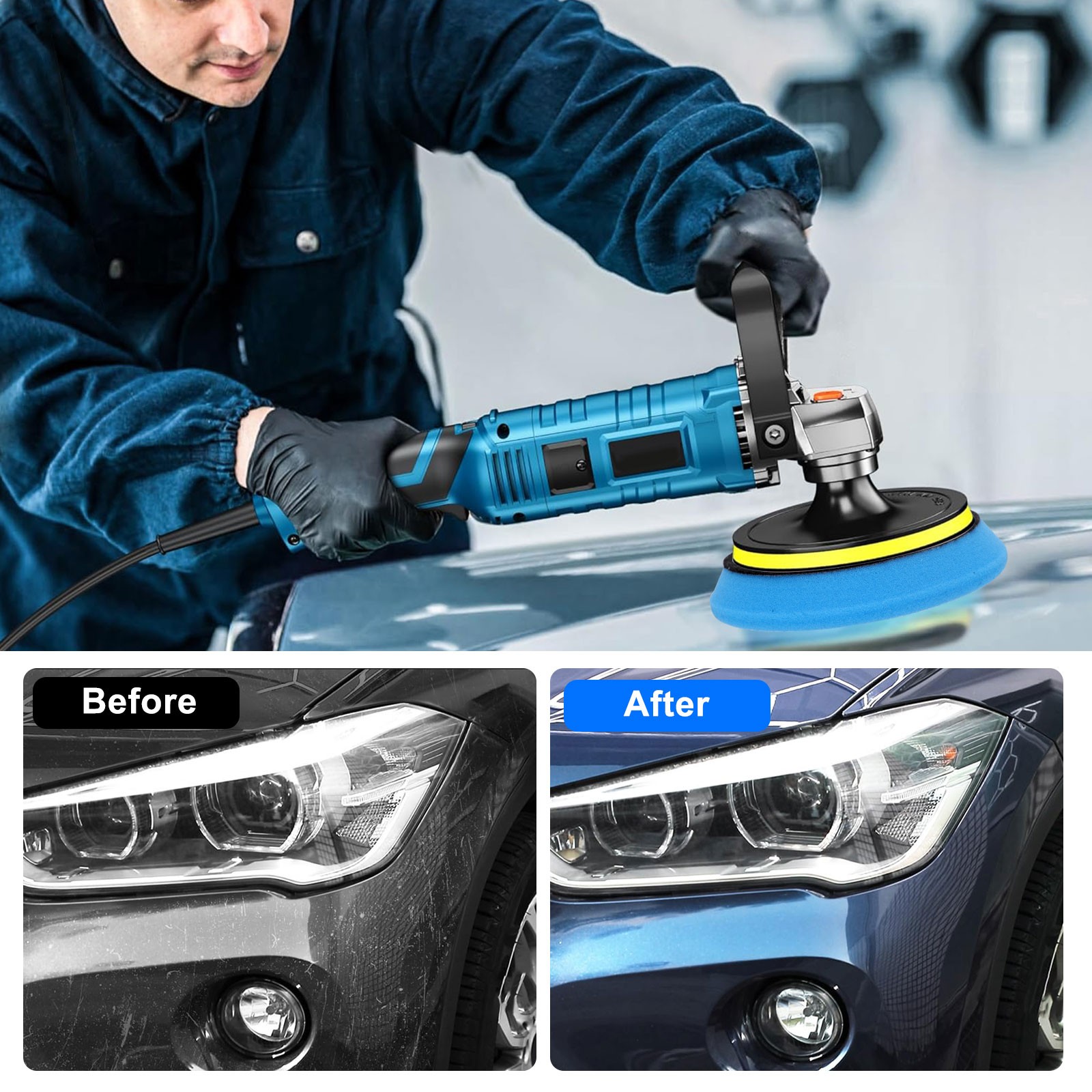 5PCS 7" from Coarse to Fine Buffing Polishing Pads for Car Polisher Foam Waxing