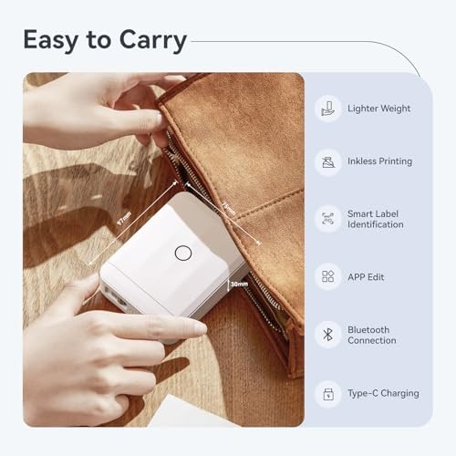 D110 Upgraded Version Mini Label Maker Machine with White Printer + 1 Tape