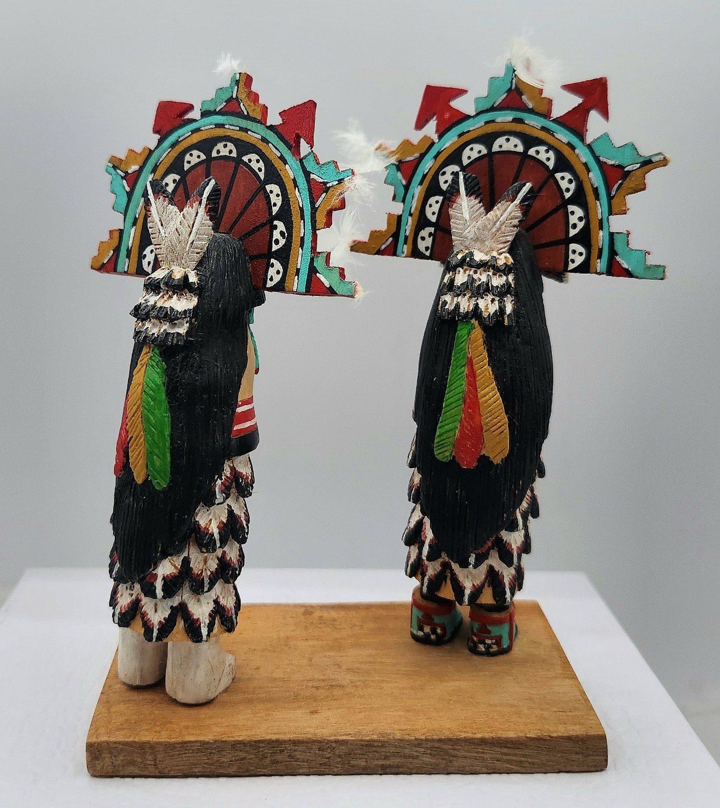 Vtg Wood Native American Hopi Salako Taka & Mana Kachina Figures M. Poseyesva Jr