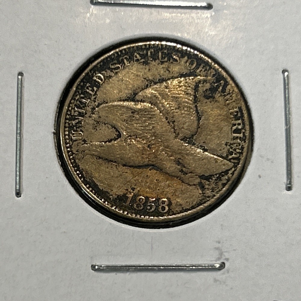 1858 Flying Eagle Cent Copper Coin Scratch Details