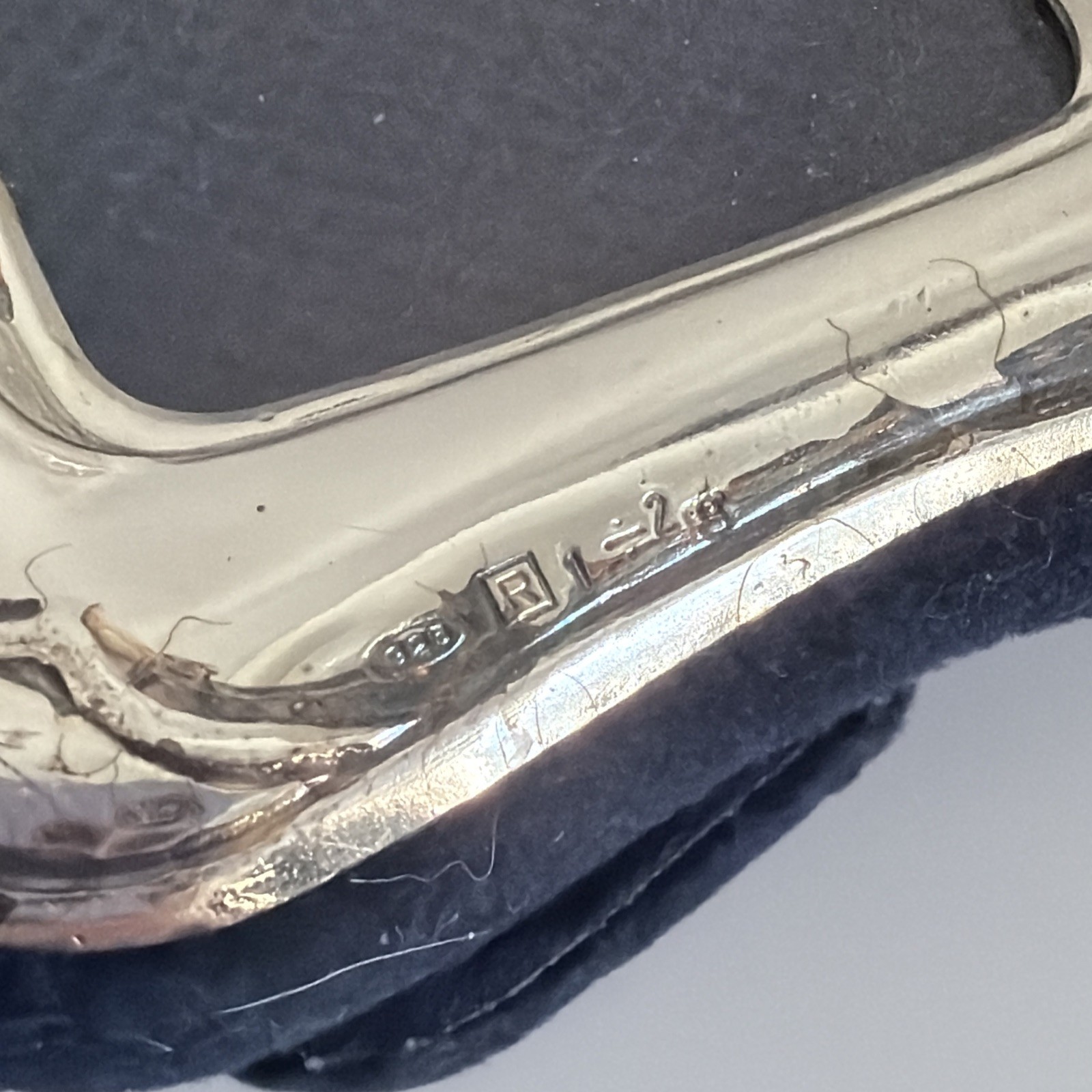 Vintage Sterling Silver 925 Small Frame Velvet 2x3 R 1÷2gv Riccio Argenti Italy