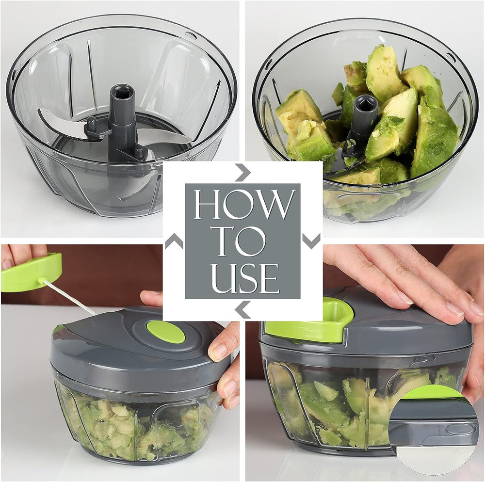 Manual Food Processor Vegetable Chopper, Portable Hand Pull String Garlic Mincer