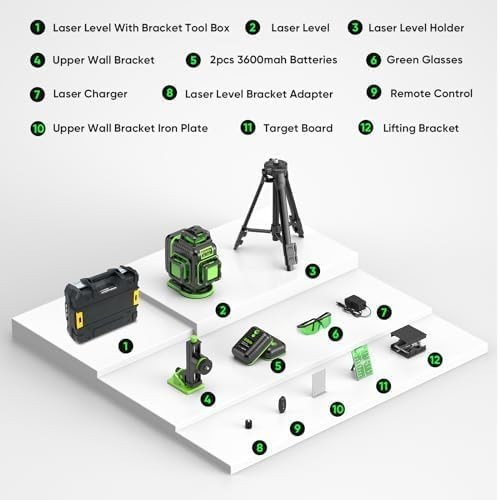 360° Self Leveling Laser Level with Tripod 165FT Green Lines Construction