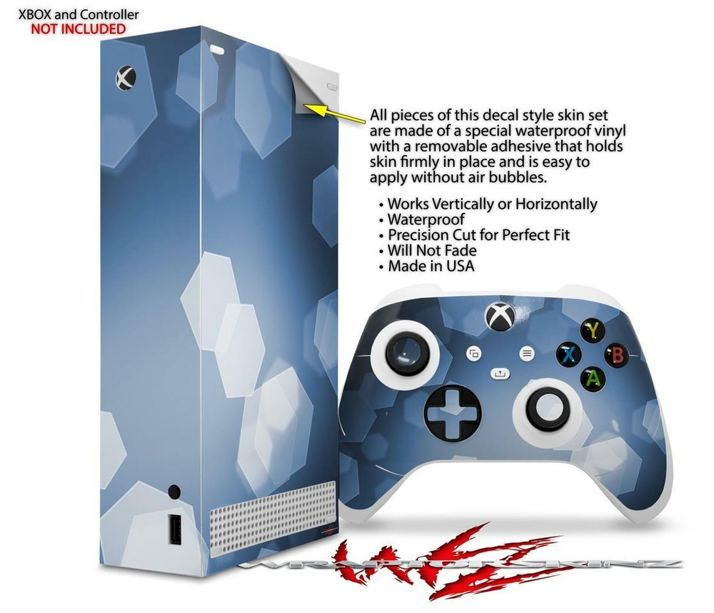 Skins XBOX Series S Console Controller Bokeh Hex Blue