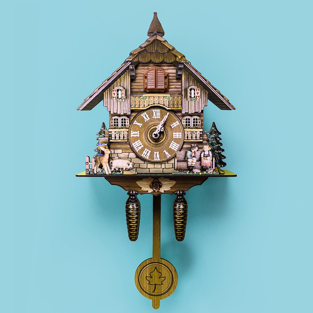 Vintage Cuckoo Wall Clock - Elegant Black Forest Design with Singing Feature