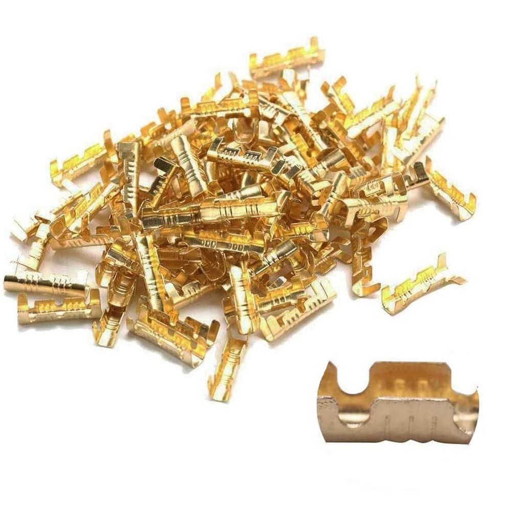 200Pcs U-Shaped Terminal tab Small Teeth Pressing Button Quick Connect Yellow
