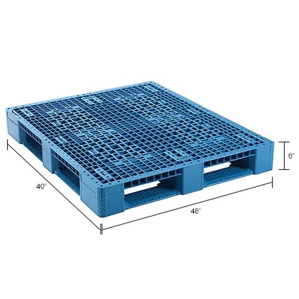 Rackable & Stackable Pallet, Poly, 4-Way, 48"x40", 30000 Lb Stat Cap, Blue